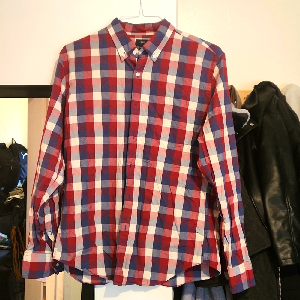 J. Crew Plaid Dress Shirt Size Large